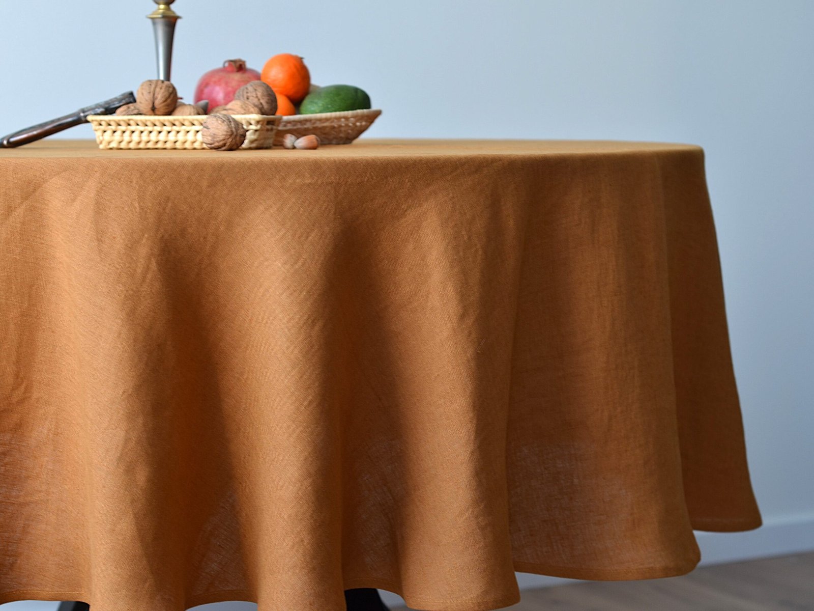 Round Linen Tablecloth – Washed Flax Linen Table Cover – Custom Size Natural Linen Tablecloth for Wedding, Holiday or Daily Dining - Image 2