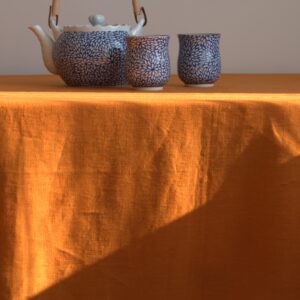 Orange linen tablecloth