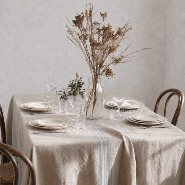 Striped tablecloth