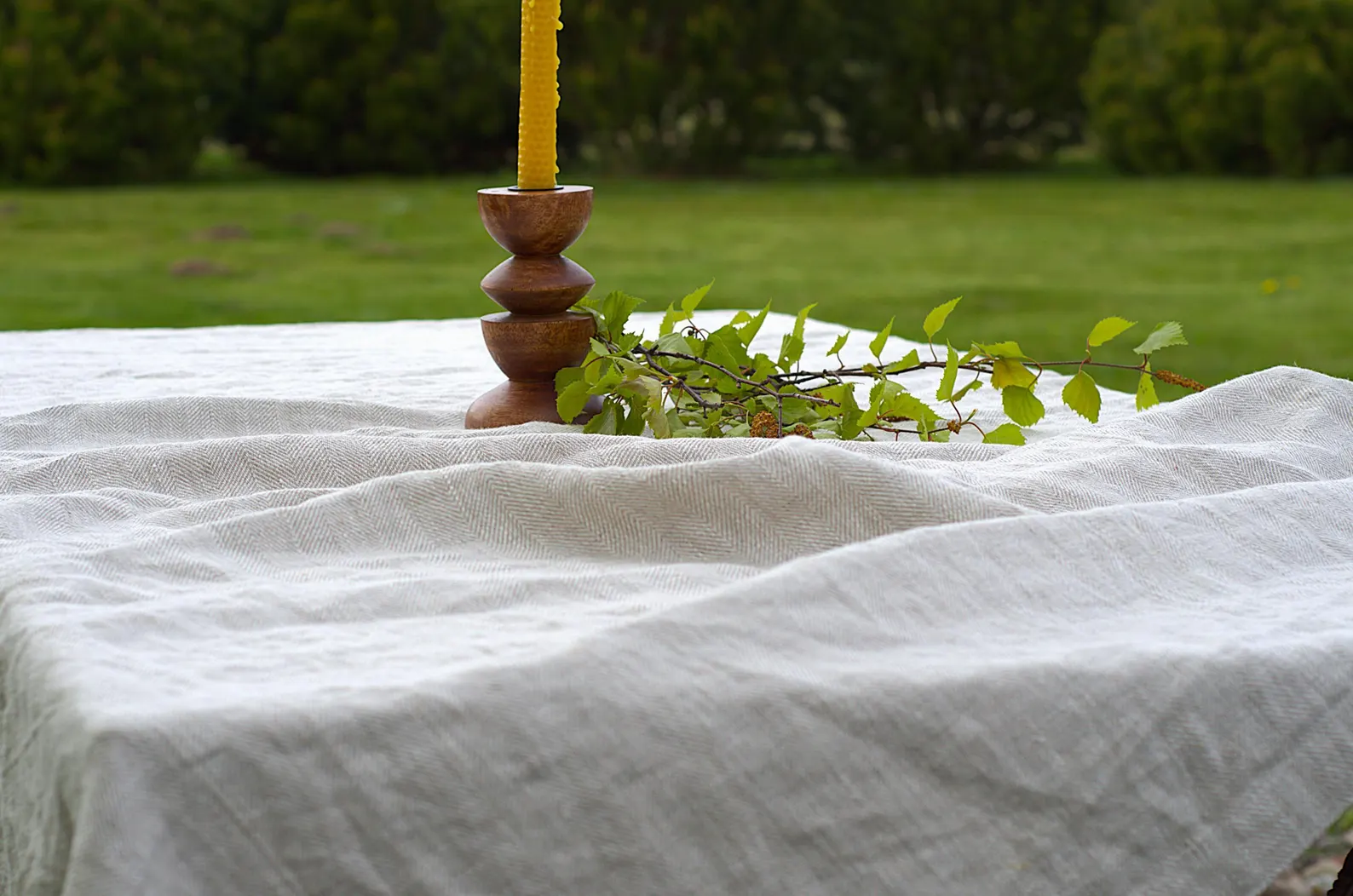 Herringbone Linen Tablecloth – Natural Heavyweight Stonewashed Flax, Custom Size Farmhouse Table Cover - Image 6