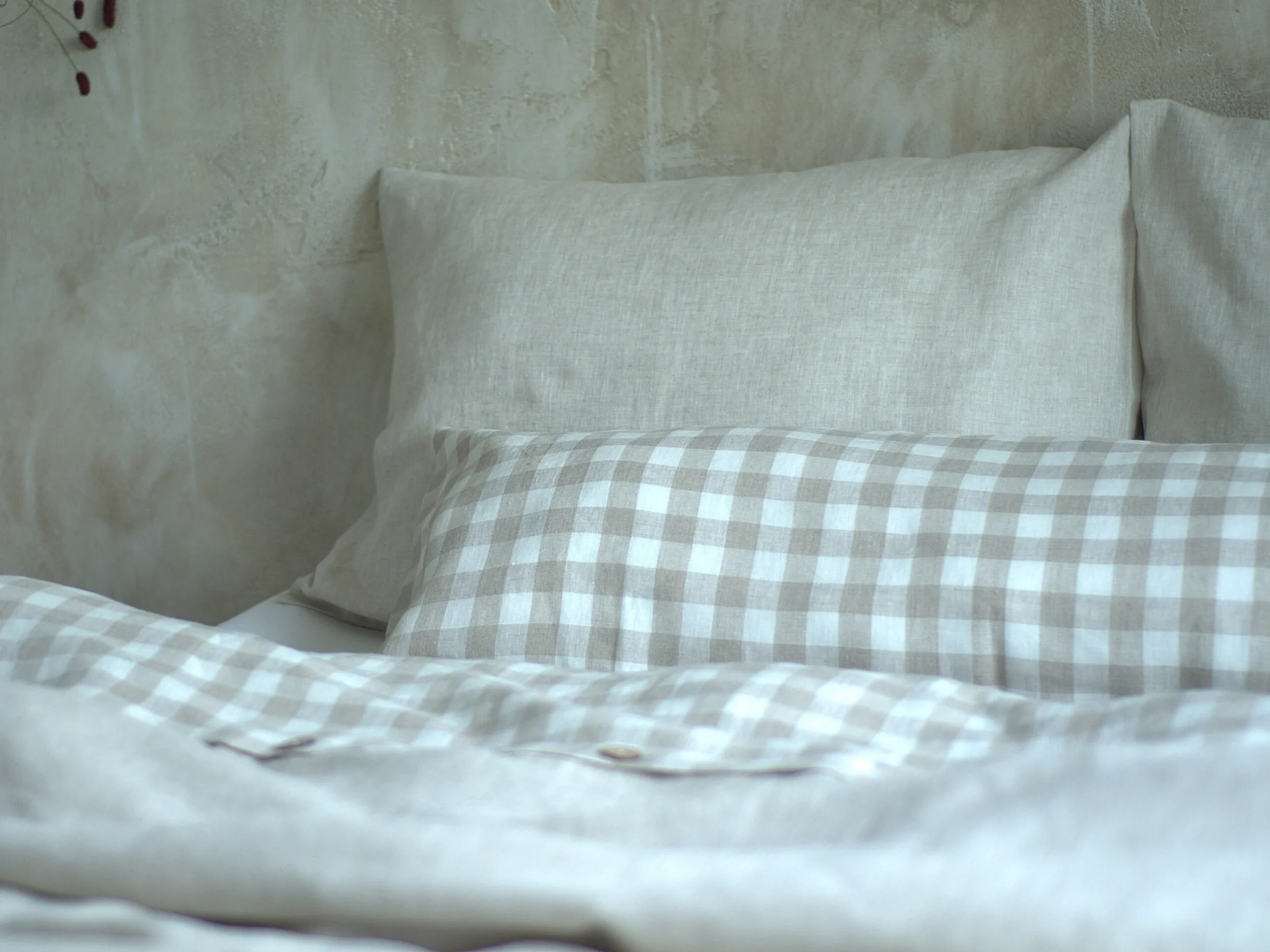 Gingham Linen Duvet Cover Set – Natural Checkered Flax Bedding, Farmhouse Organic Linen, Custom Linen Duvet Cover Queen King Twin Sizes - Image 4