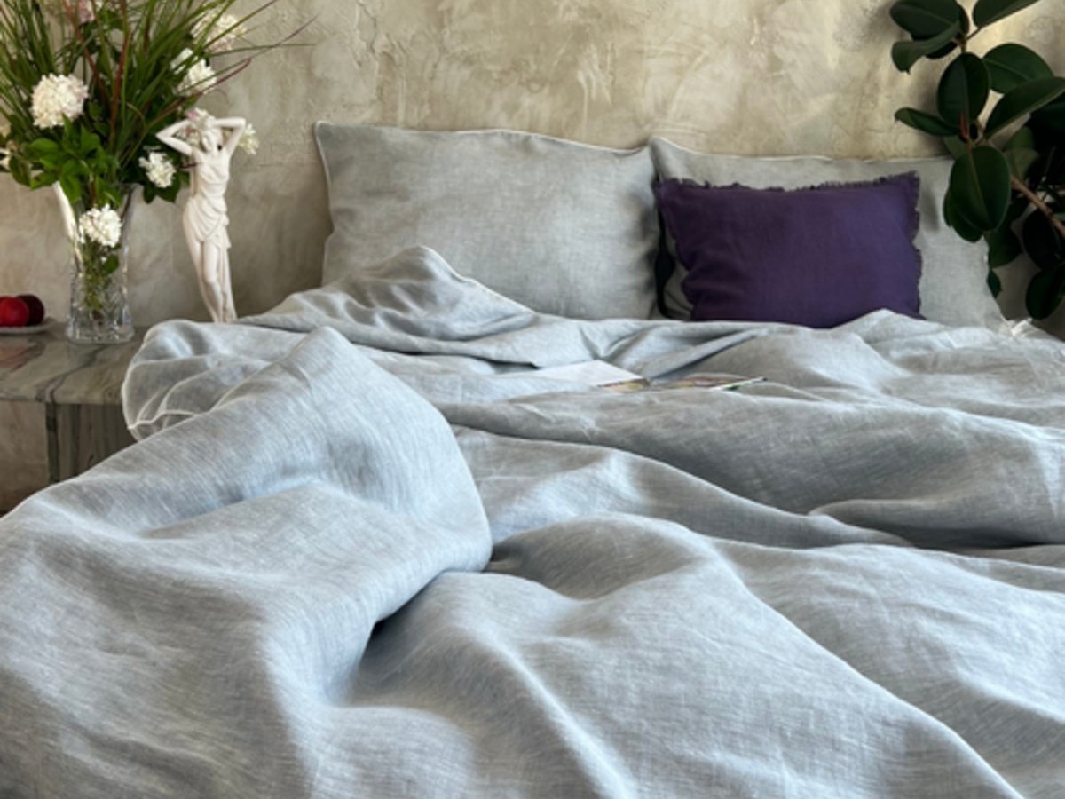 Gray Linen Duvet Cover Set – Stonewashed Linen Bedding – Soft Breathable Bed Linen Queen/ King Size - Image 3