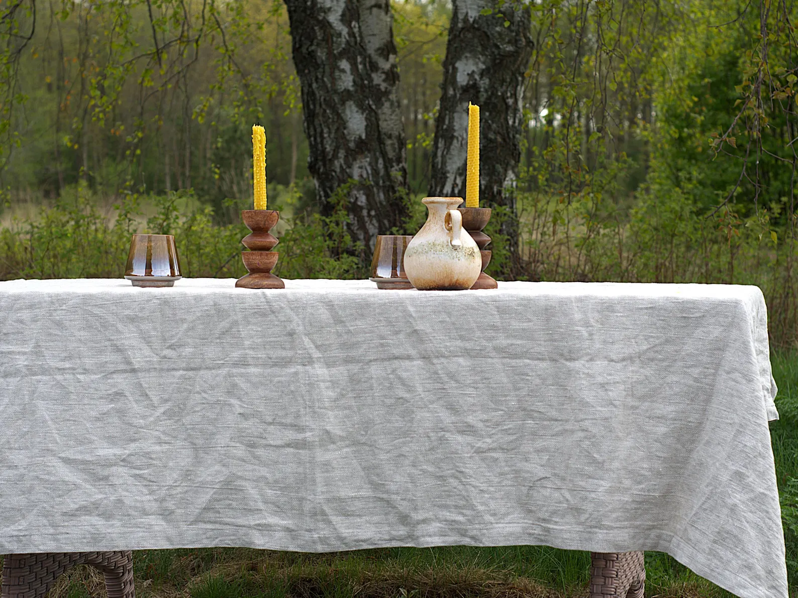 Herringbone Linen Tablecloth – Natural Heavyweight Stonewashed Flax, Custom Size Farmhouse Table Cover - Image 3