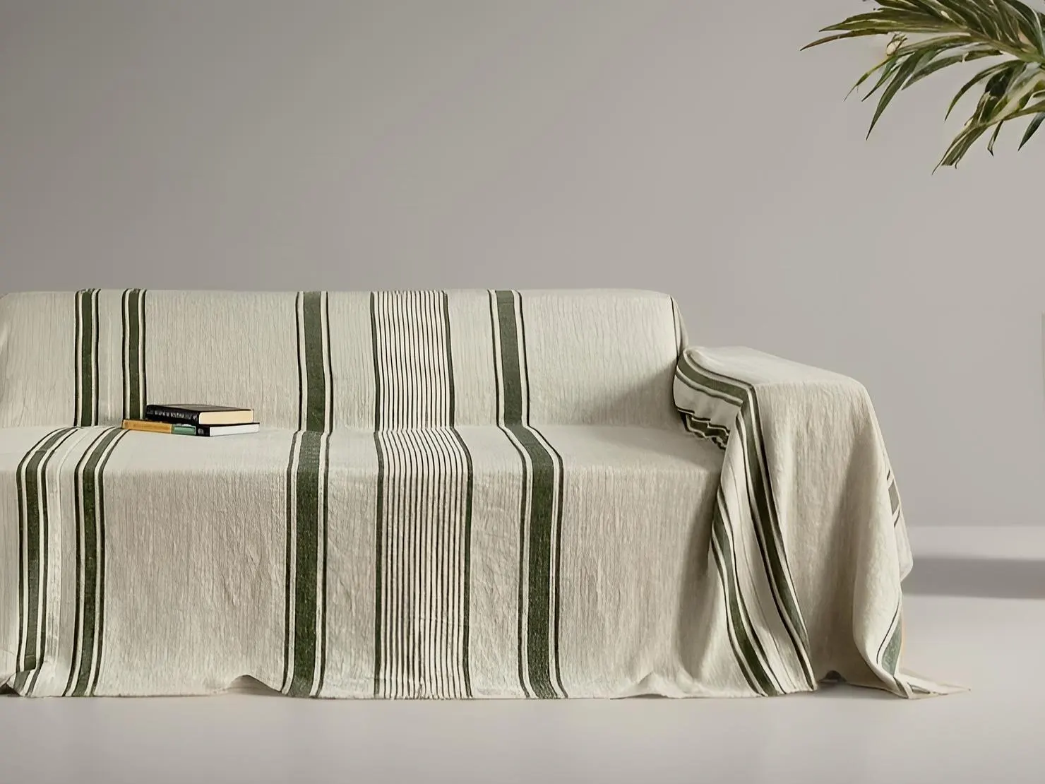 Linen Couch Cover | Striped Linen Sofa Cover, French Farmhouse Slipcover, Soft Furniture Protector Throw - Image 3