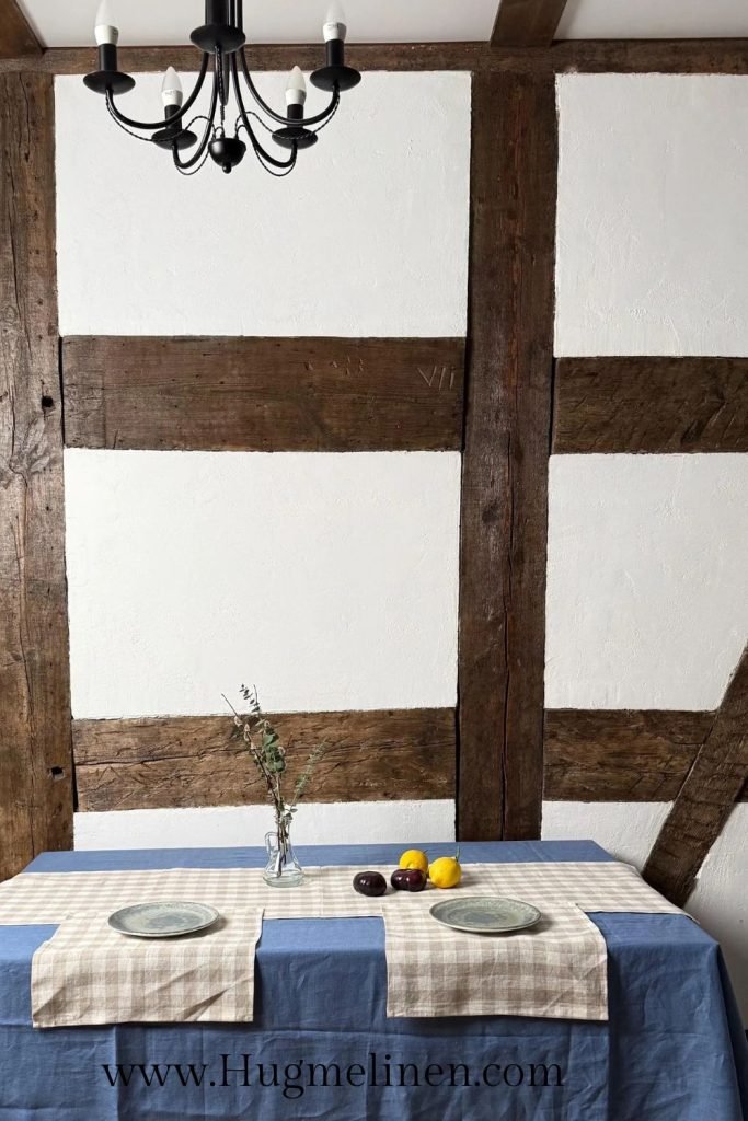 Blue linen tablecover Blue linen tablecover