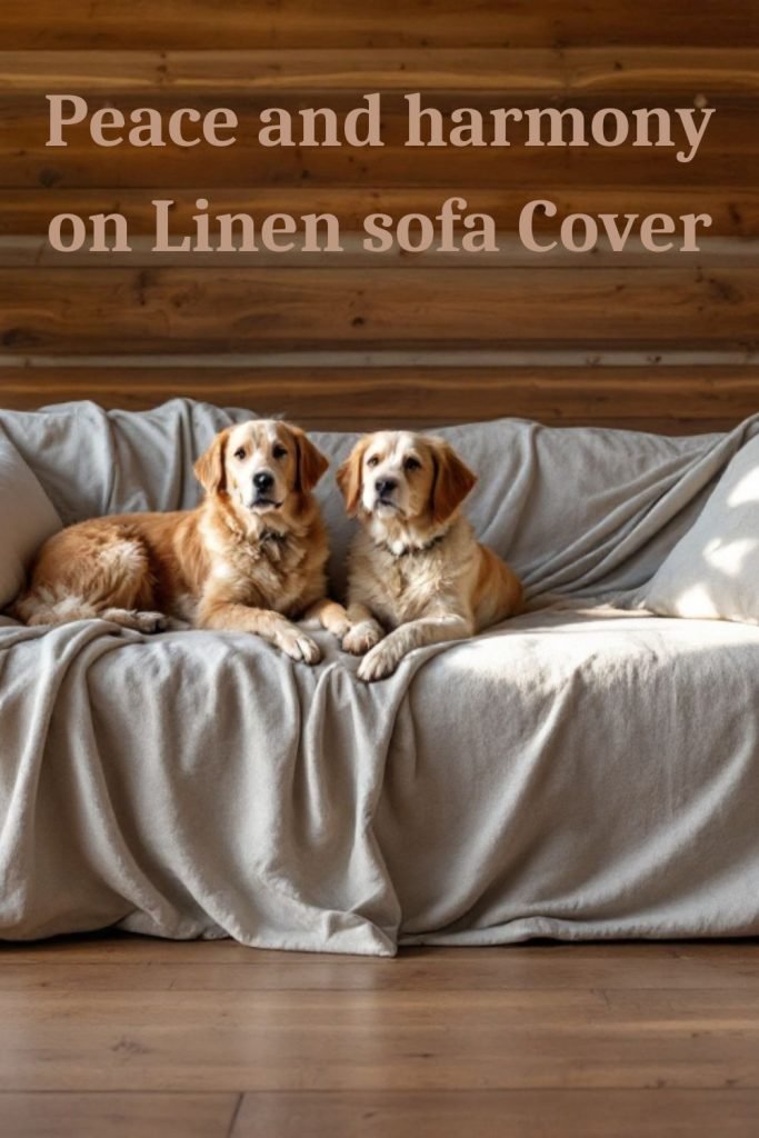 Dogs on linen couch cover
