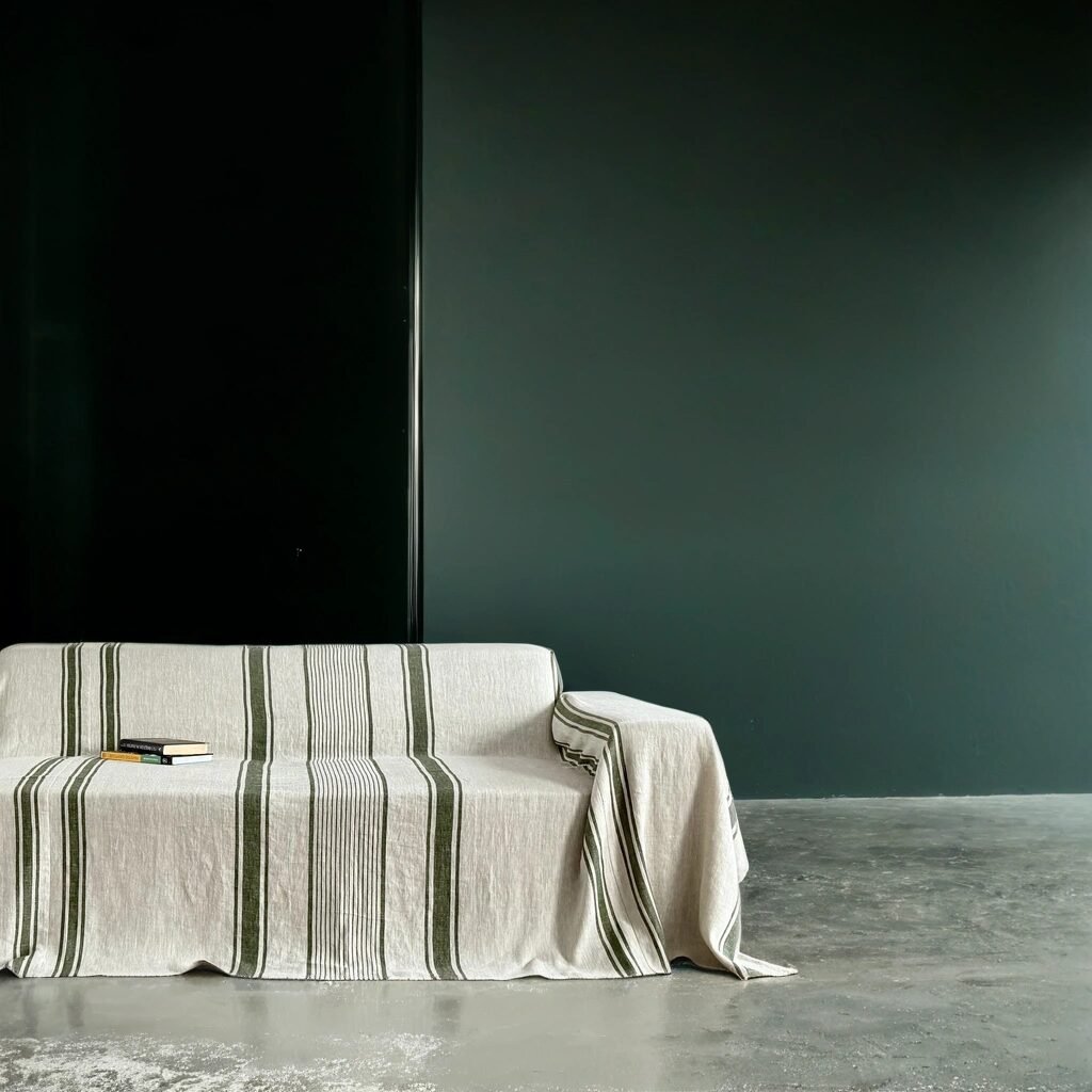 Striped Linen couch cover
