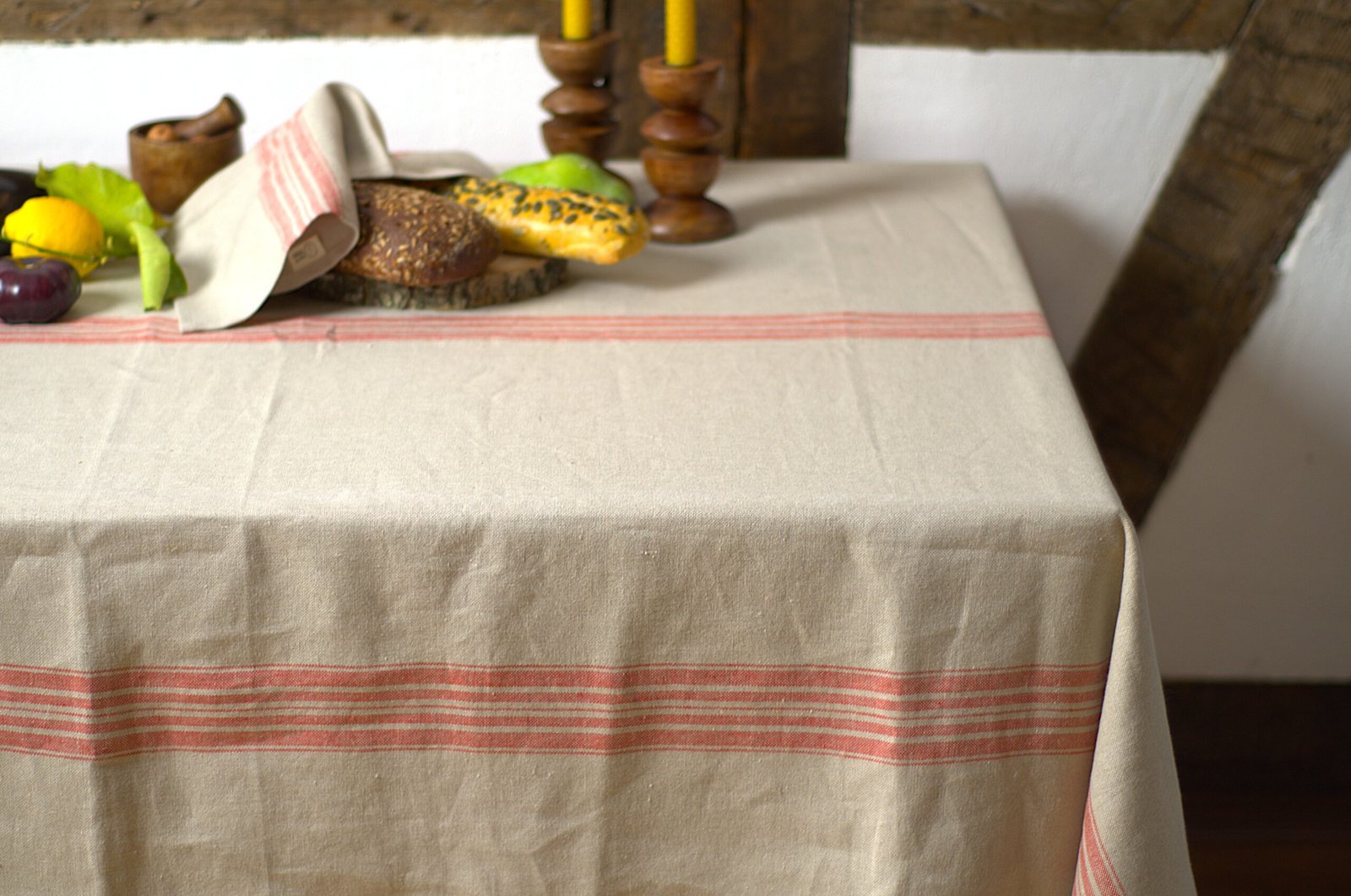 Striped tablecloth