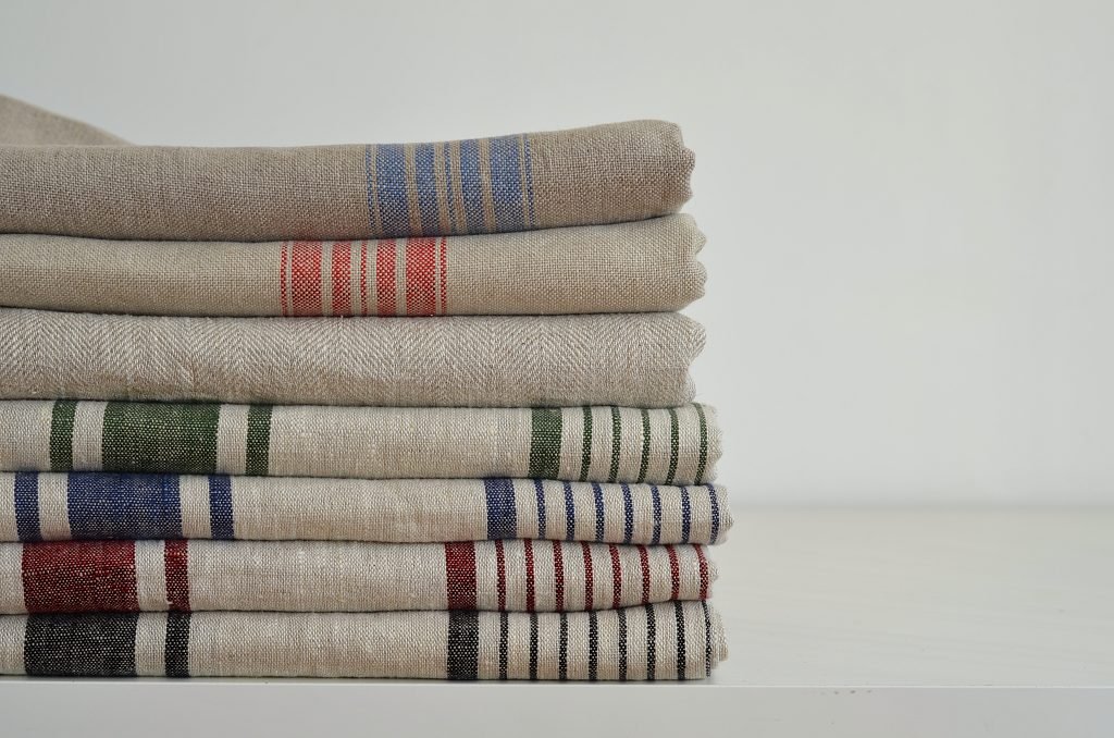 Rustic striped linen tablecloth