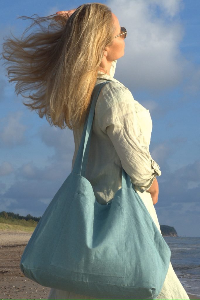 Green linen summer bag Green linen summer bag