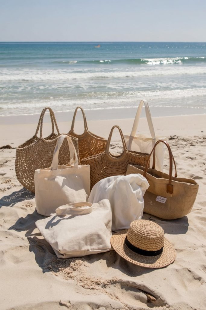 Linen beach bags Linen beach bags