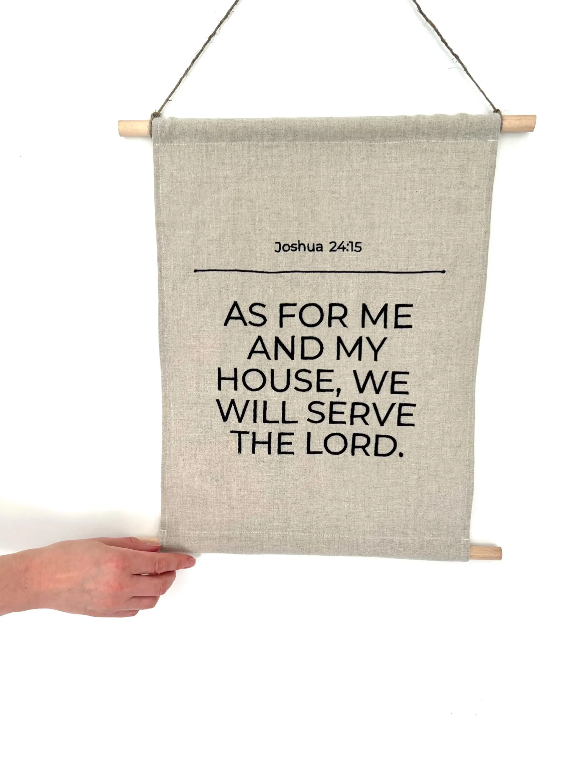 Embroidered linen wall art