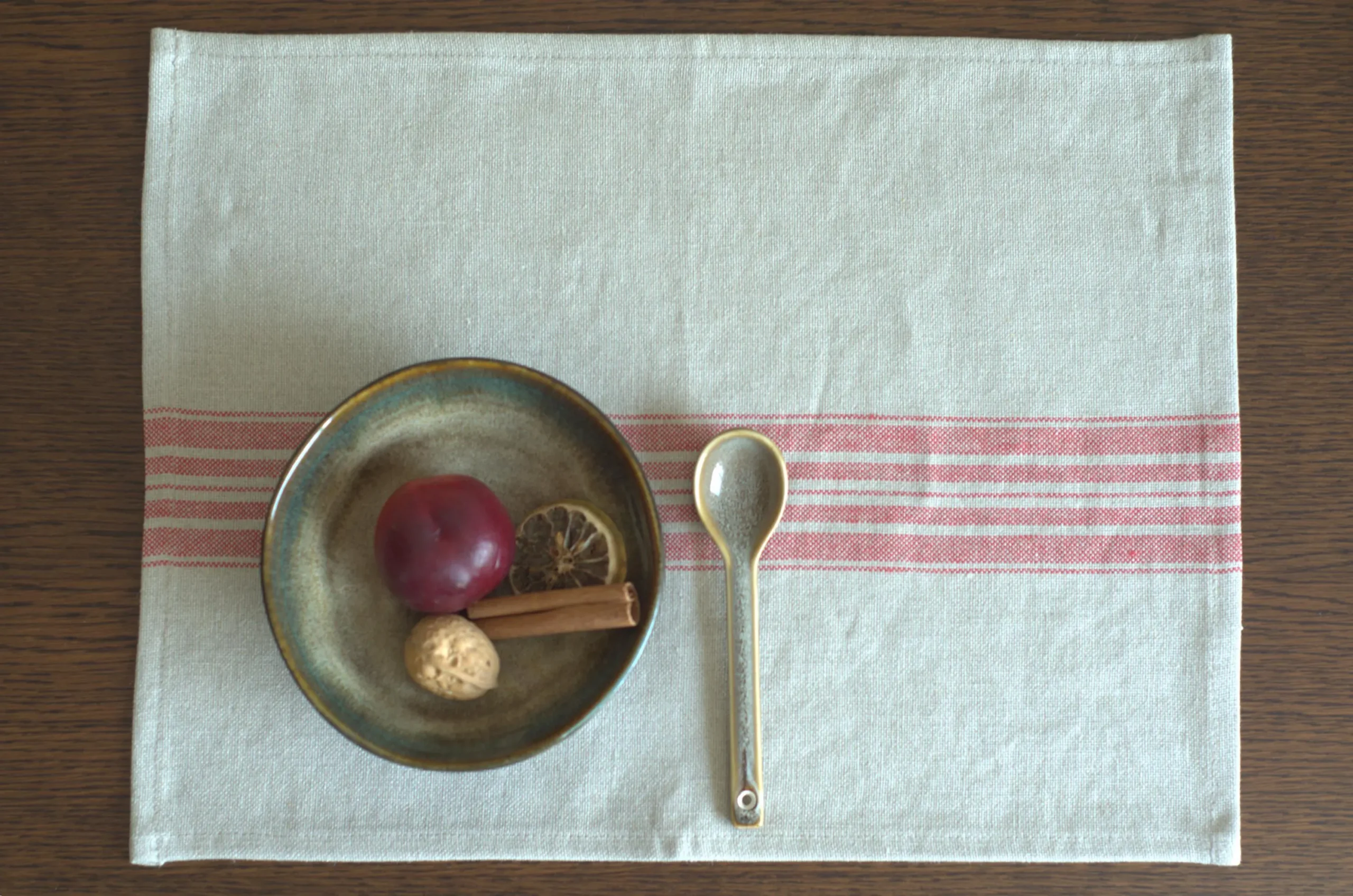 Red striped linen placemat
