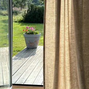 beige linen curtain