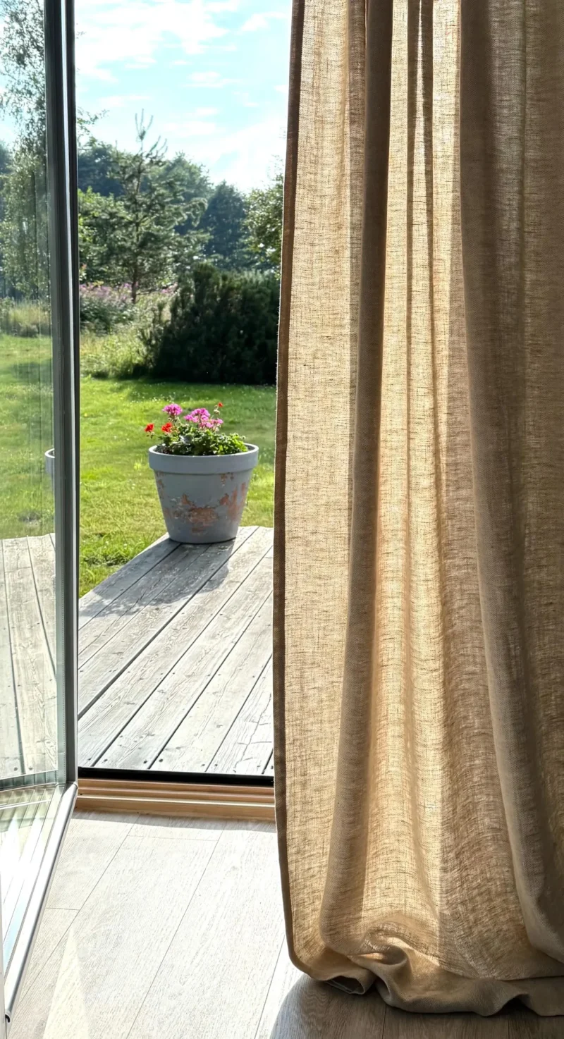 beige linen curtain