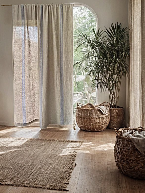 striped linen panels