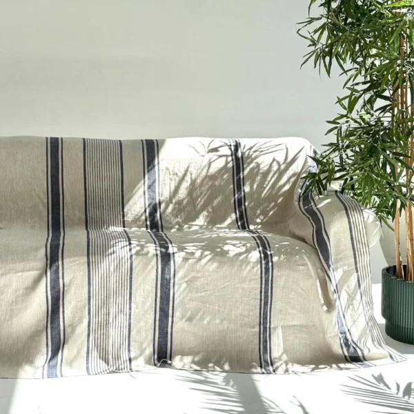 Linen Couch Cover, Heavyweight Slipcover, Natural Sofa Furniture Protector, Custom Linen Couch Throw