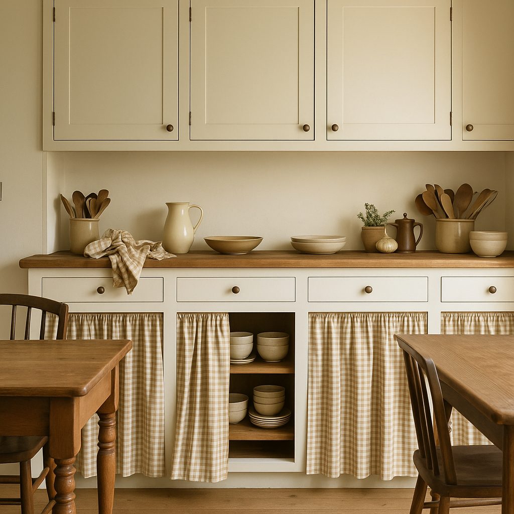 gingham linen cabinet curtain