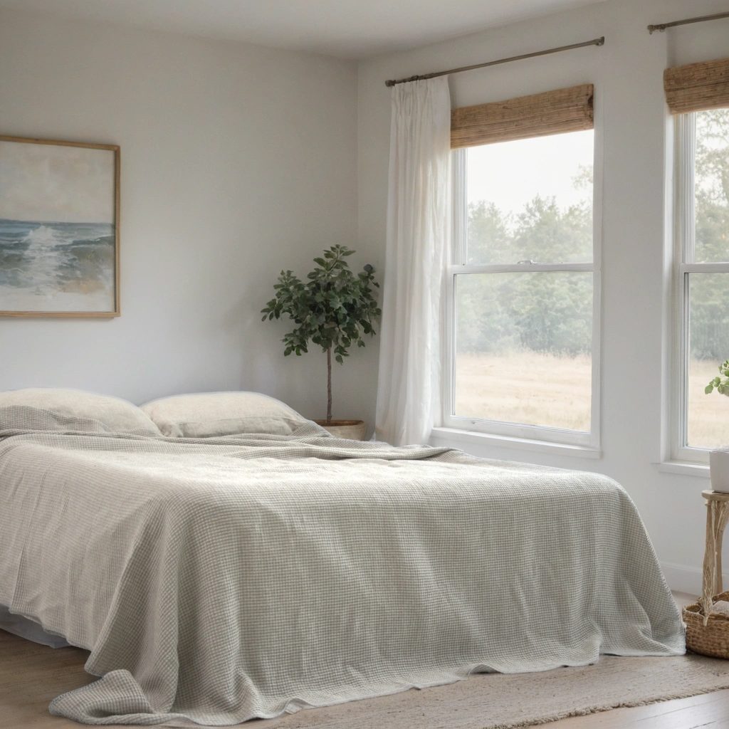 Natural linen bedspread