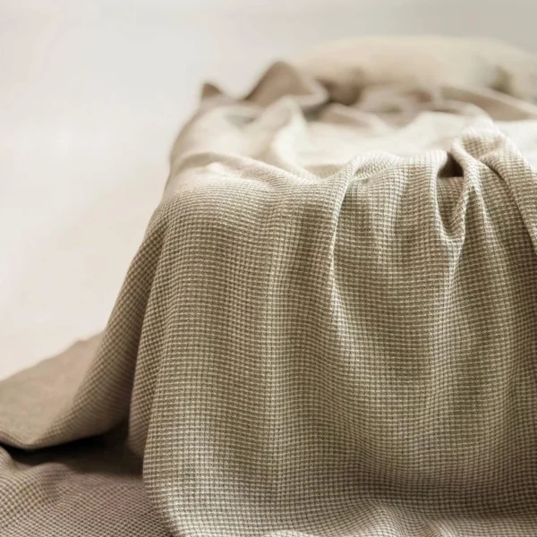 Natural linen bed cover