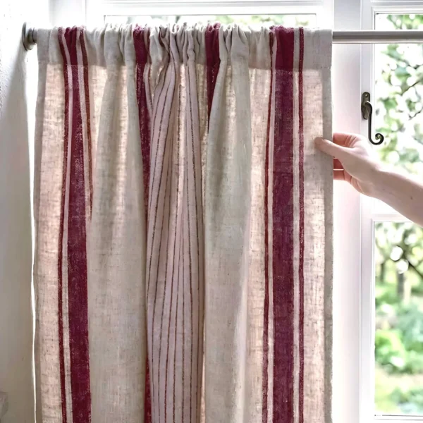 Striped linen cafe curtains