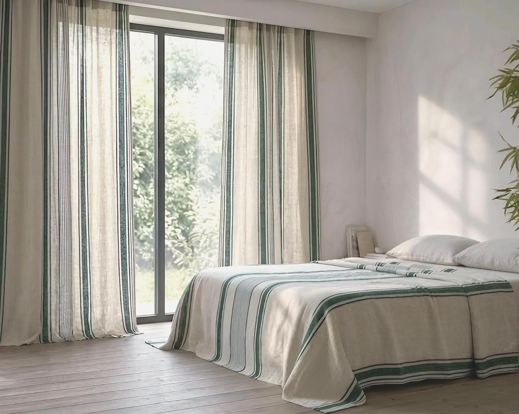 Striped linen curtains