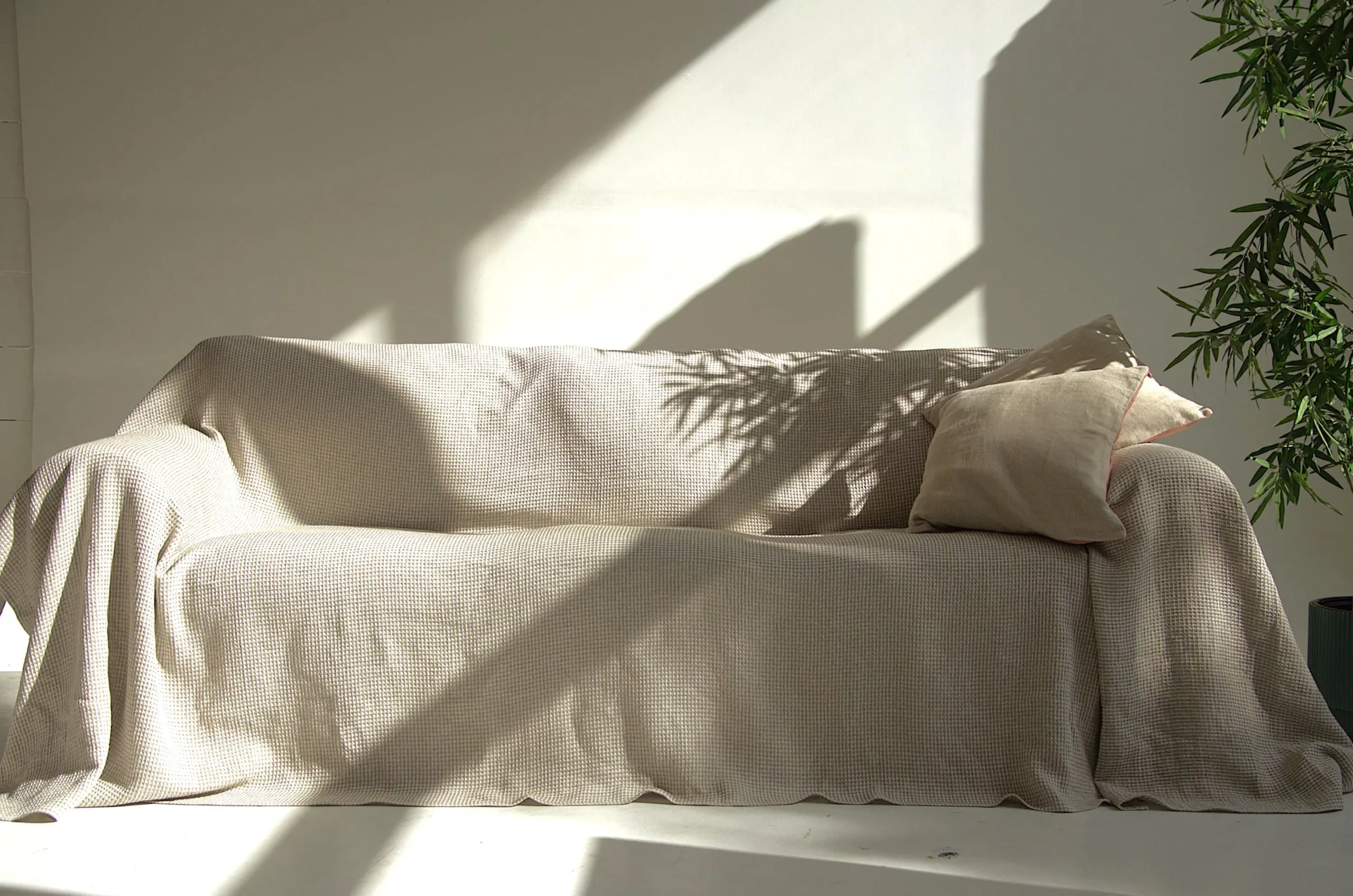 Linen waffle slipcover