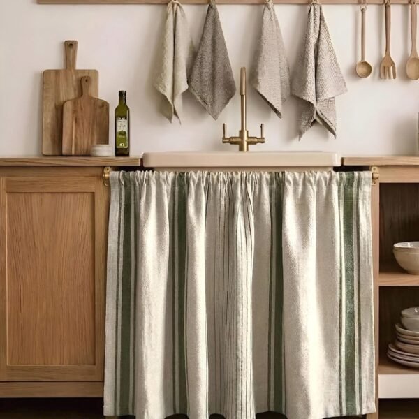 striped linen sink skirt