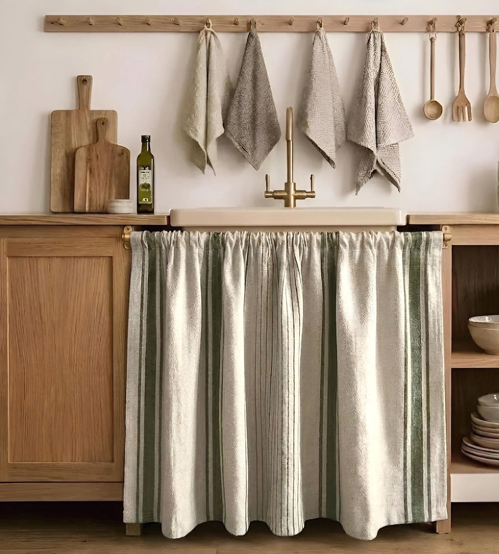 striped linen sink skirt
