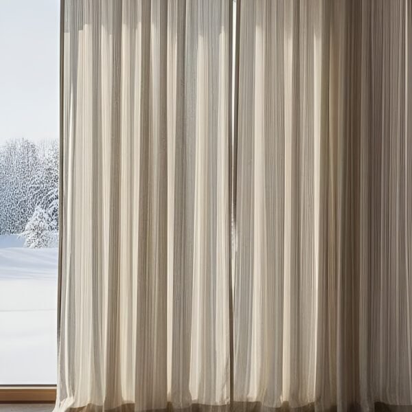 Beige Linen Curtains – Natural Linen Drapes, Modern Striped Window Curtains