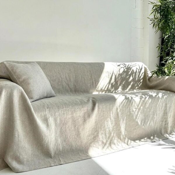 Herringbohe linen sofa cover
