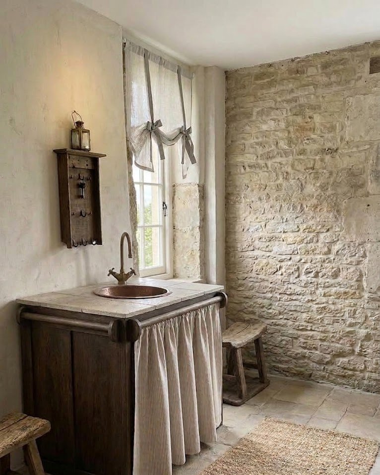 Linen cabinet curtain