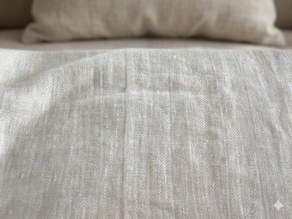 Herringbone linen sofa cover