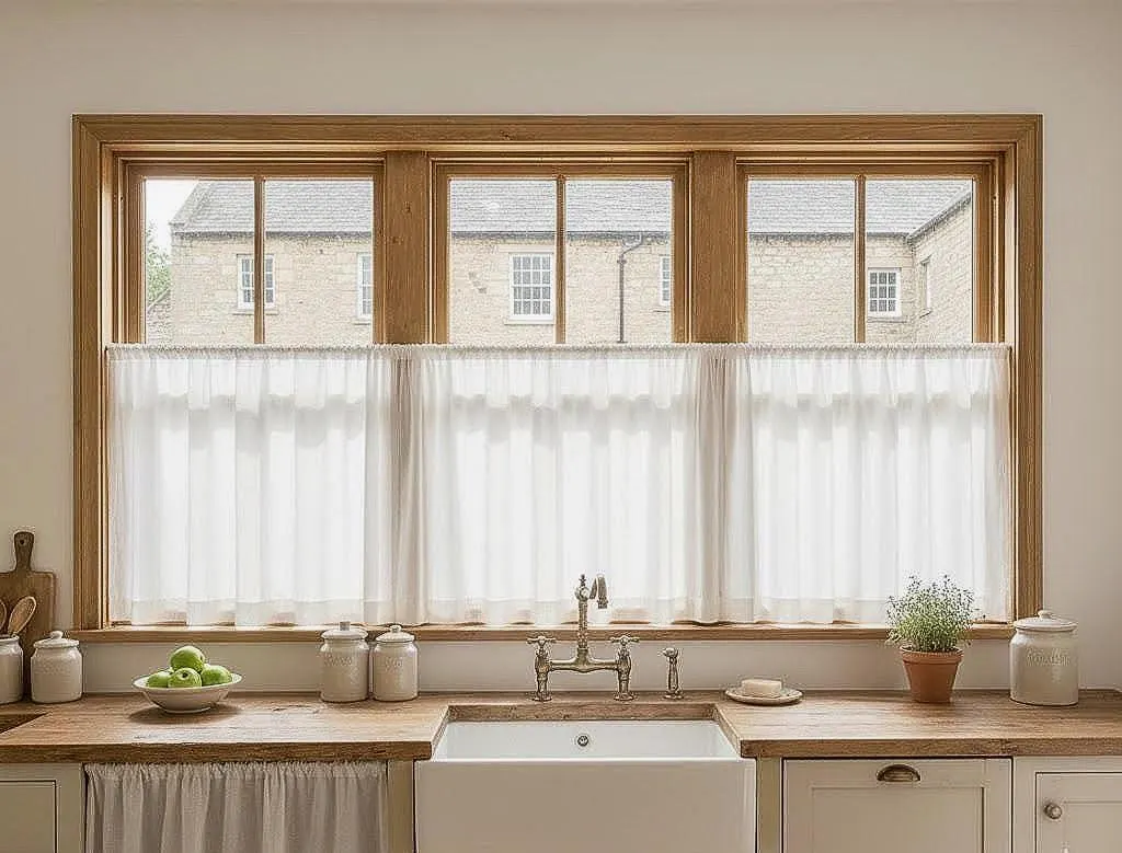 White Linen Cafe Curtains, Rod Pocket Kitchen Panels, Custom Size Tier Curtains - Image 2