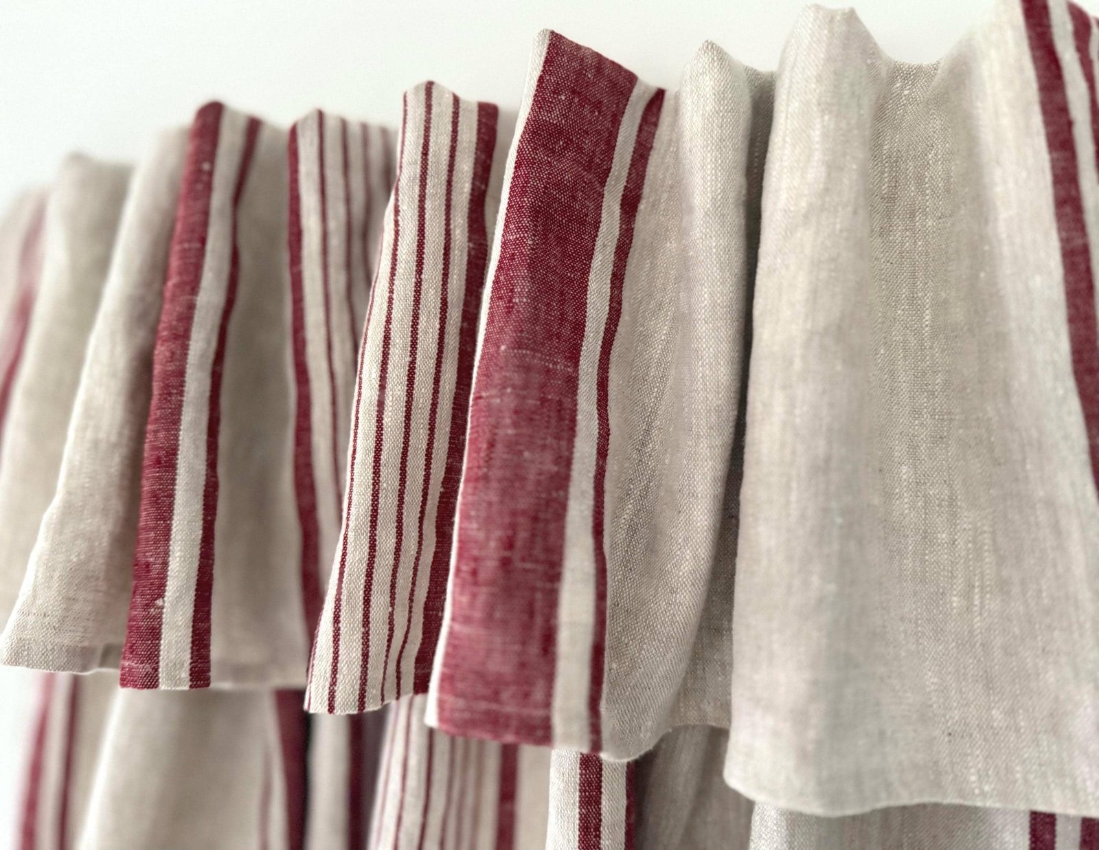 French Country Striped Linen Curtains with Ruffle Valance for Windows and Doors - Image 3