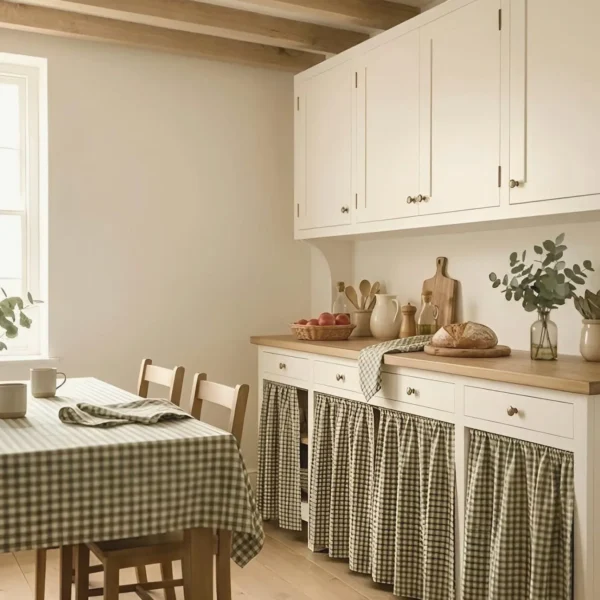 Linen cabinet curtains