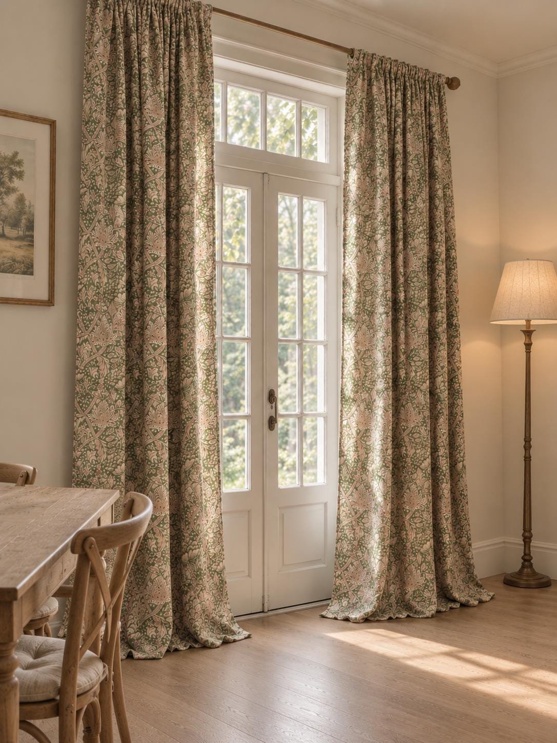 Floral Linen Curtains, William Morris Style Window Panels, Custom Length Drapes - Image 5