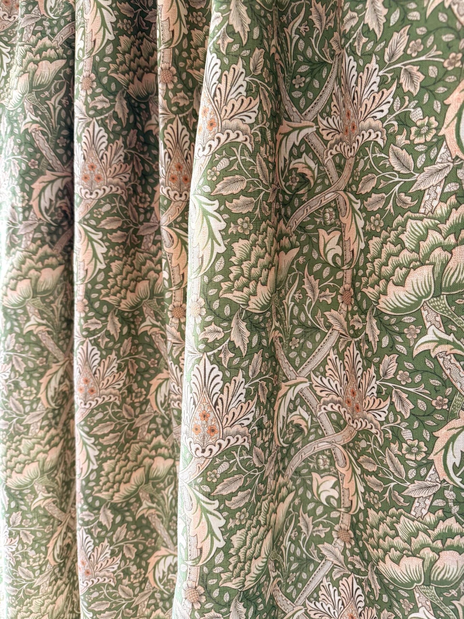 Floral Linen Curtains, William Morris Style Window Panels, Custom Length Drapes - Image 4